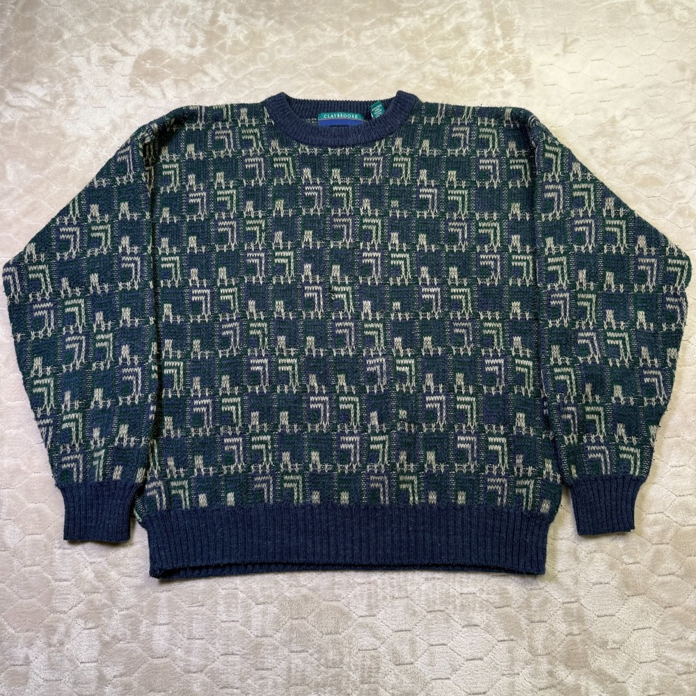 VTG Claybrooke Outdoors Sweater Sz XL Wool Acrylic 80s 90s WORN Grandpa Gorpcore